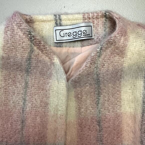 VTG 90s Gregge Sport Mohair Cropped Pink Plaid Jacket USA Made Sz 4 - Picture 3 of 6